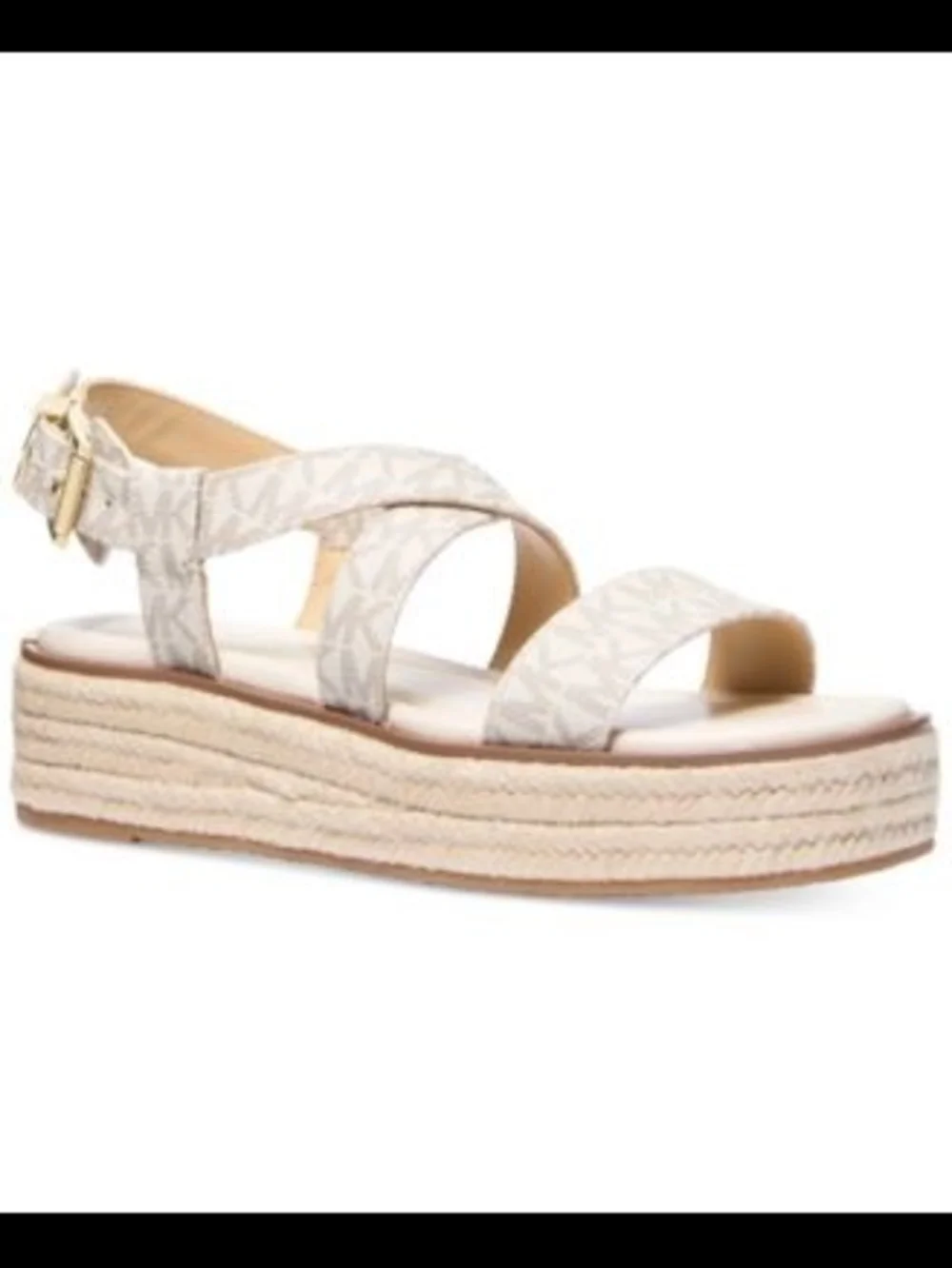 Michael Kors Cream Logo Espadrille Platform Sandals